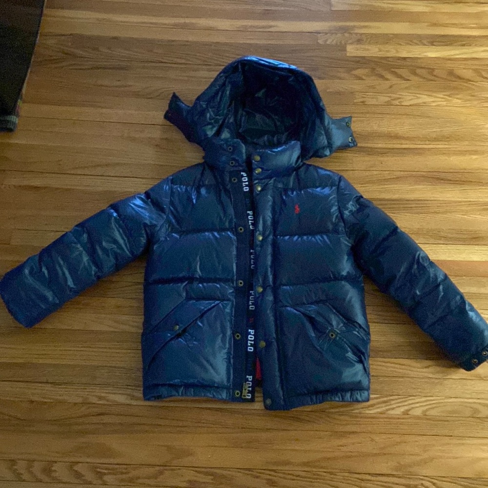 Kids medium polo blue and red puffer jacket